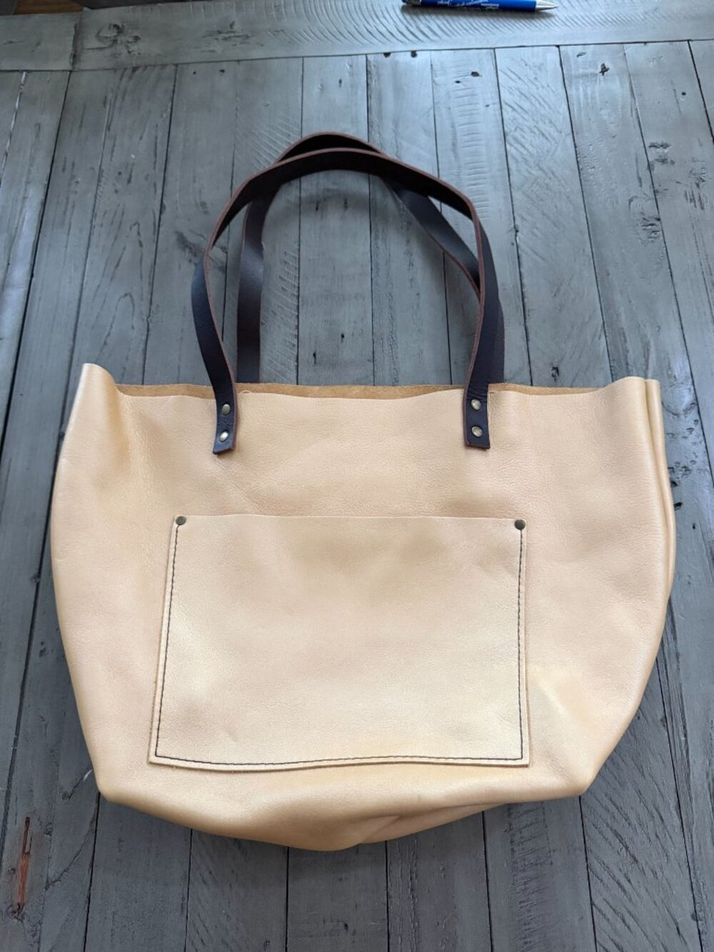 Portland Leather Goods Classic Large Tote Bag Metallic Gold Champagne
